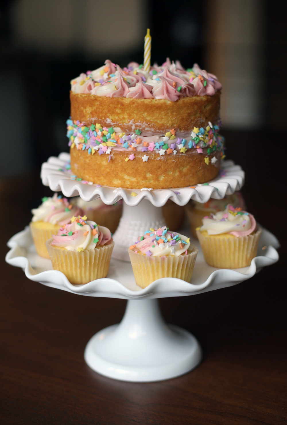 Jessica Bakes | Lemon Cake with Strawberry Cream Cheese Frosting